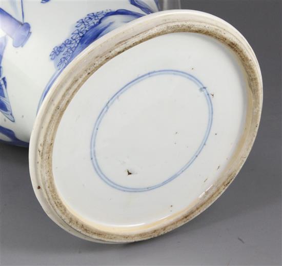 A large Chinese blue and white baluster vase, Kangxi period, height 43.5cm, chip to rim ground off